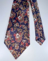 Vintage Mickey Mouse Navy Blue Paisley Men&#39;s Necktie Silk Hidden Mickey 59&quot; - $9.89