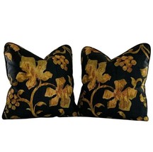 PR Pillow Covers 20&quot; Designer Covington Black Gold Botanical Grapevine L... - $44.99