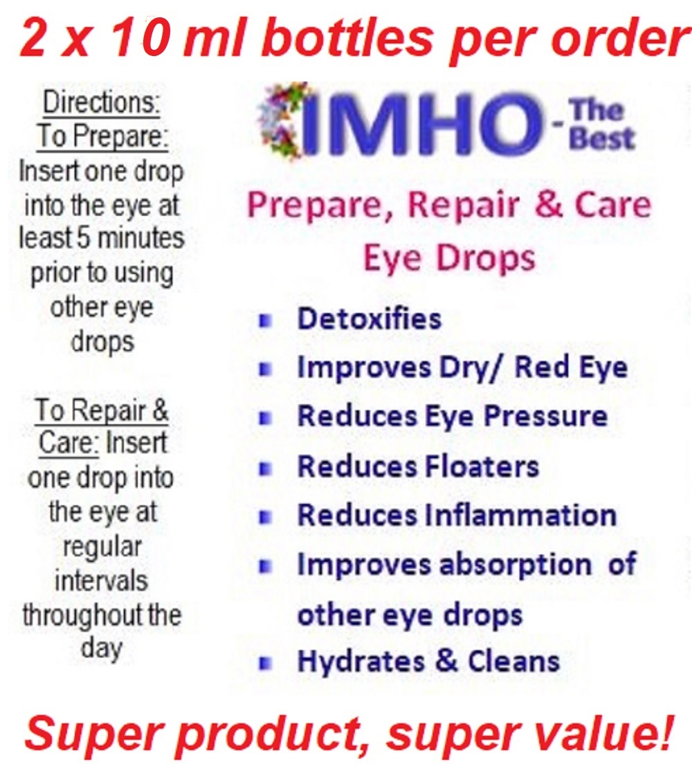 MSM eye drops. For floaters,red eye,dry eye,eye pressure,sharper vision