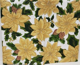 Peva Vinyl Tablecloth 52" X 70" Oblong (4-6 Ppl) Yellow Poinsettia Flowers, Bh - $12.86