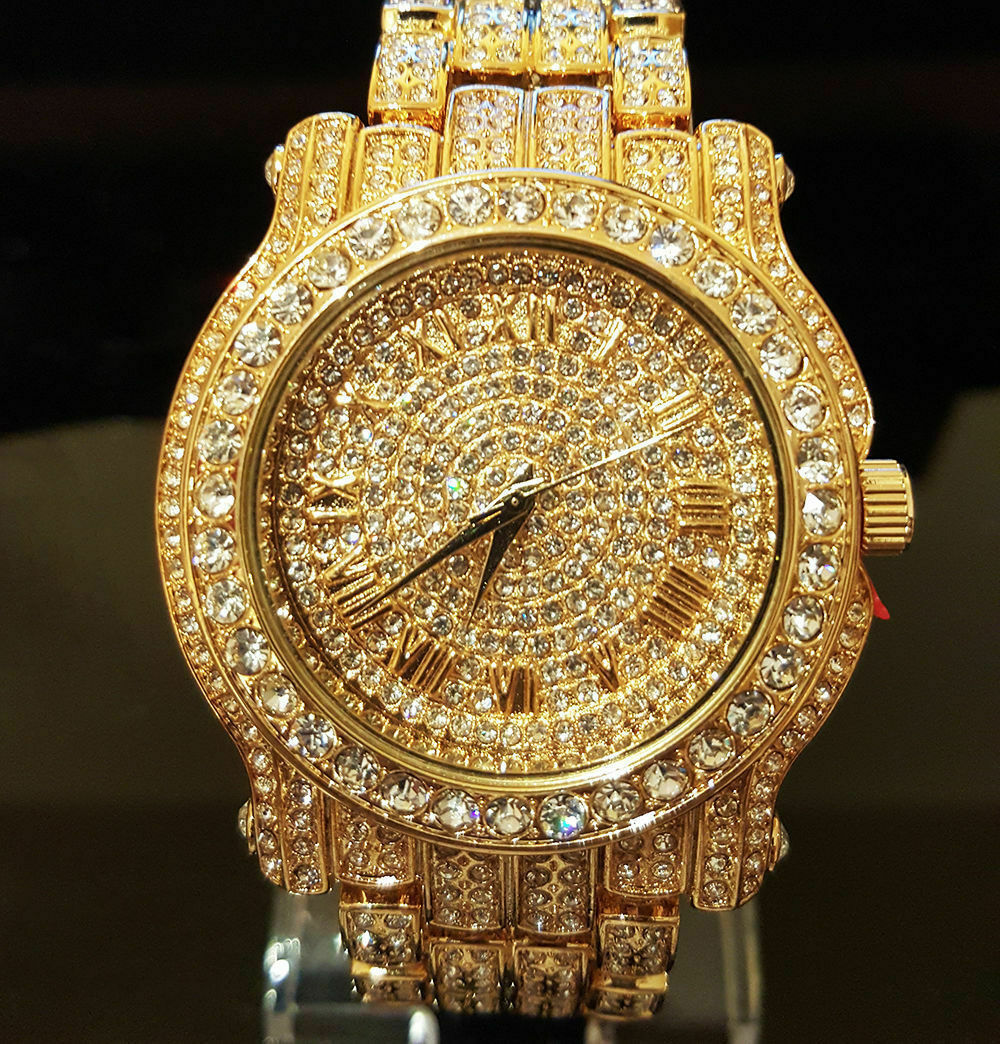 MEN HIP HOP ICED OUT MIGOS BLING WATCH & RING & TENNIS CHAIN BRACELET