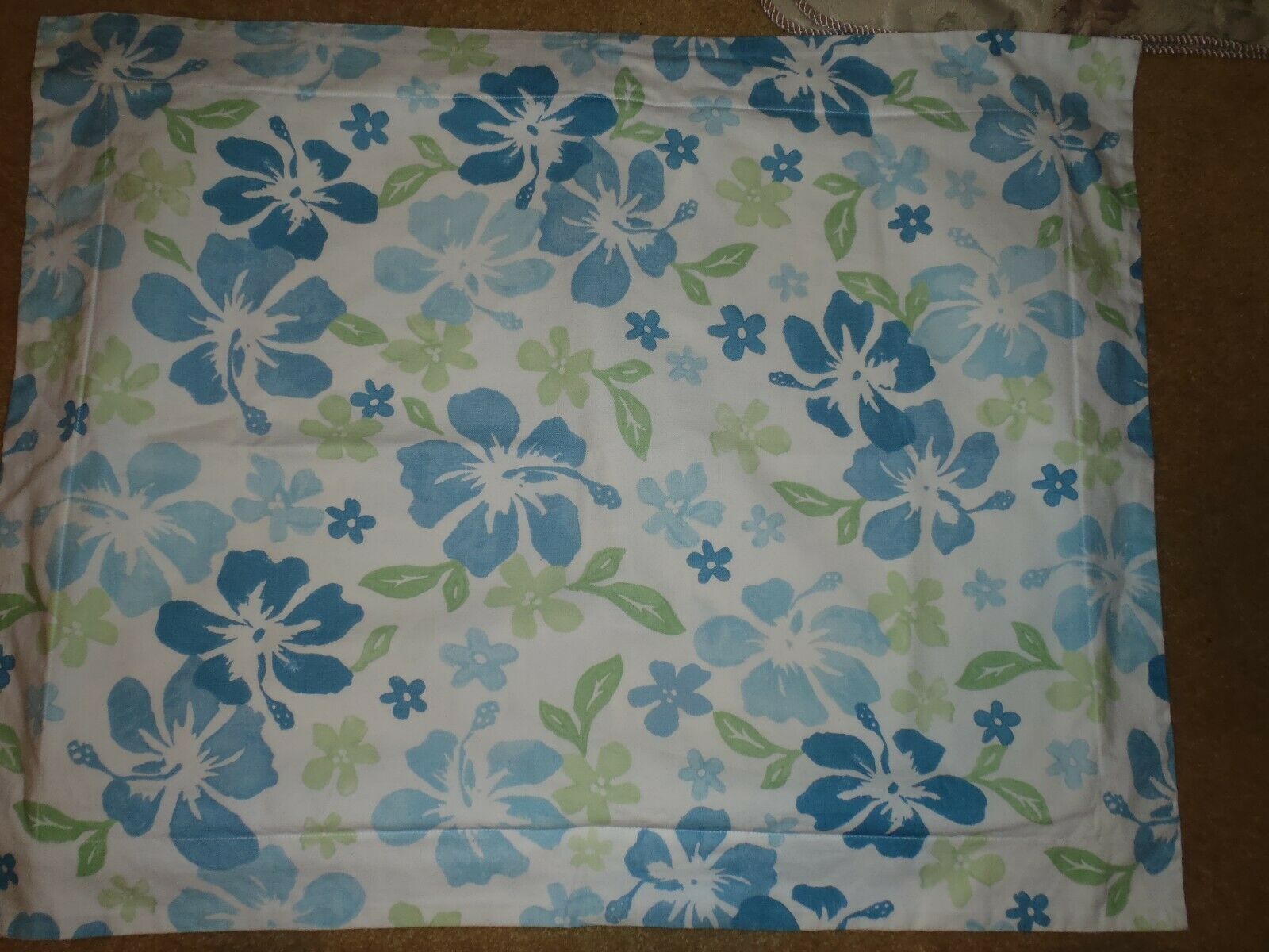 POTTERY BARN Kids Quilted Brooklyn Standard Sham 26x20 Blue Pink Flowers NEW