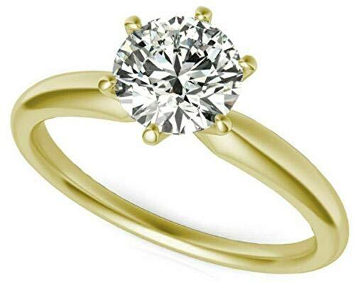 Classical Sterling Silver 1.0 Carat Round Cut Diamond Solitaire Engagement Ring