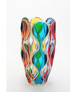 Red Sea vase bohemia crystal handpainted Murano style Venezia - $255.00