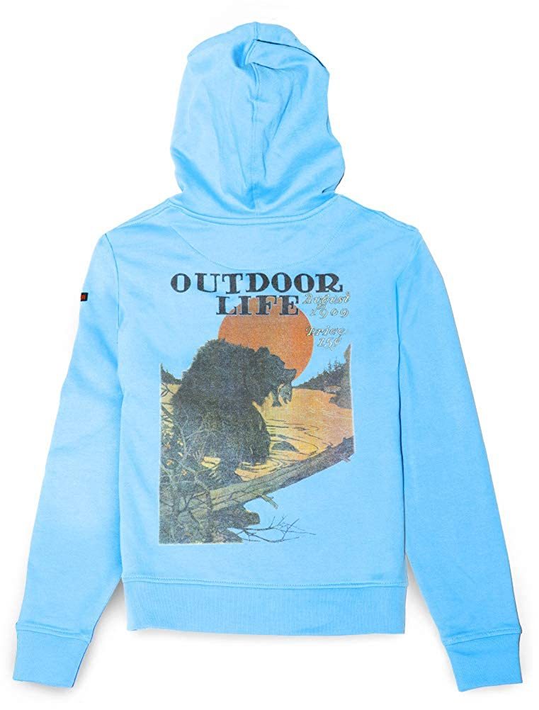 GuideLife Outdoor Life Magazine Women's Cover Art Bear Hoodie Sky Blue LARGE