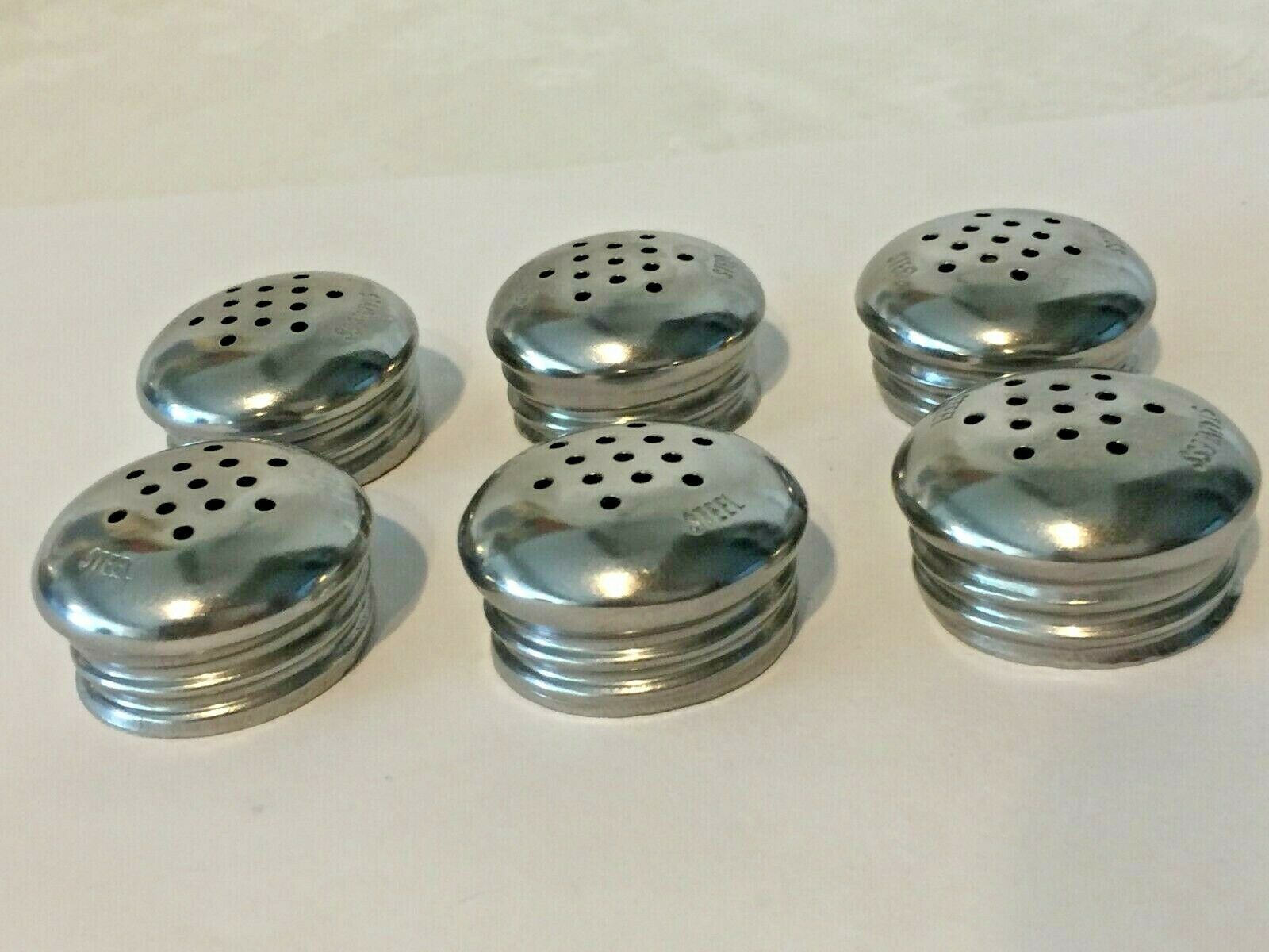 Salt & Pepper Shaker Paneled Mushroom Replacement Tops Lids Lot of 6