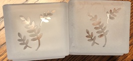 PartyLite Frosted Square Glass Fern Votive Candle Holder Set of 2 New in Box - $25.69