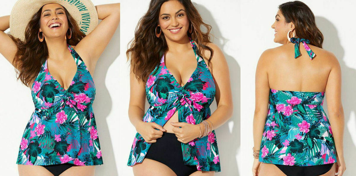 NWT MALTA Size 18 TANKINI TOP Tropical POLYNESIA Babydoll FLORAL Swim ...