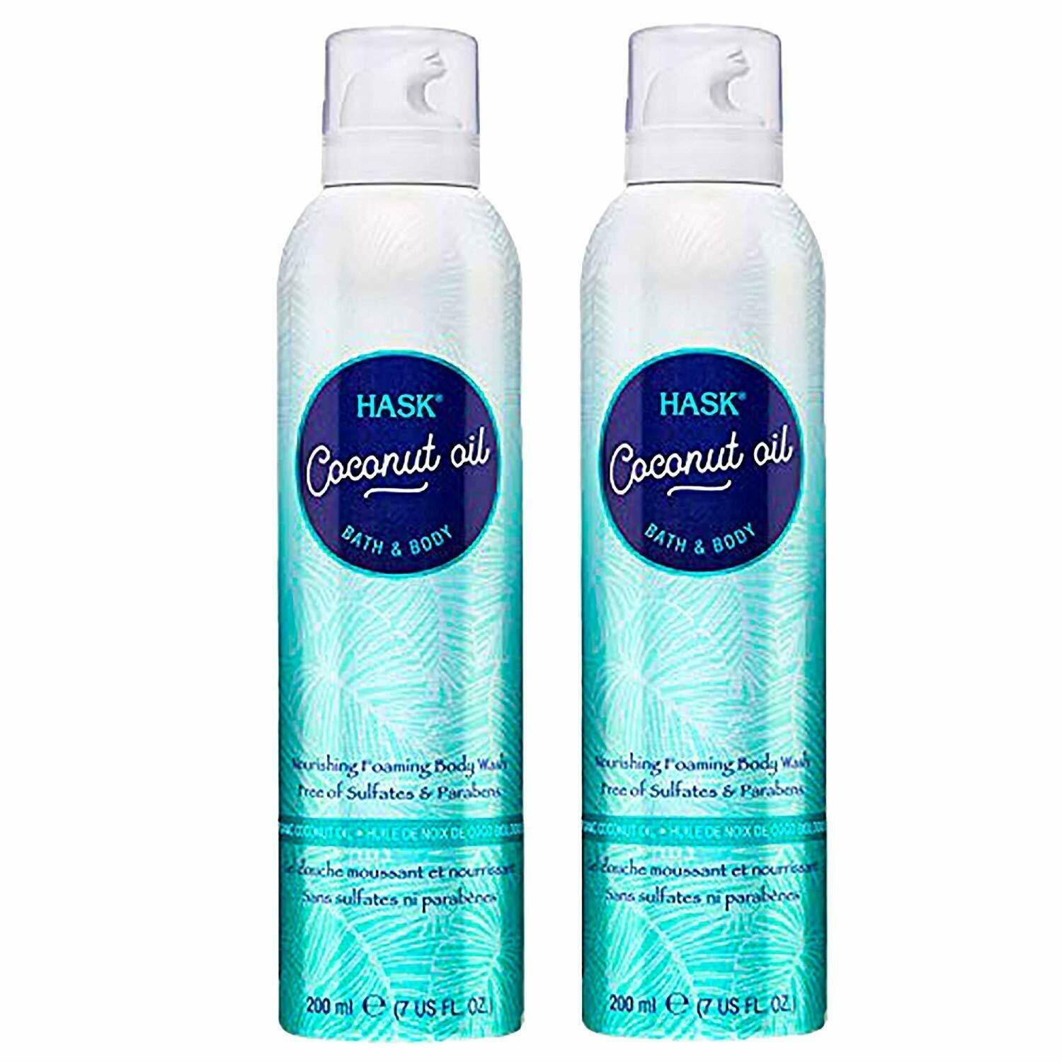 Primary image for 2 X Hask Foaming body wash moose shower Bath gel ORGANIC COCONUT OIL 7 oz Ea NEW