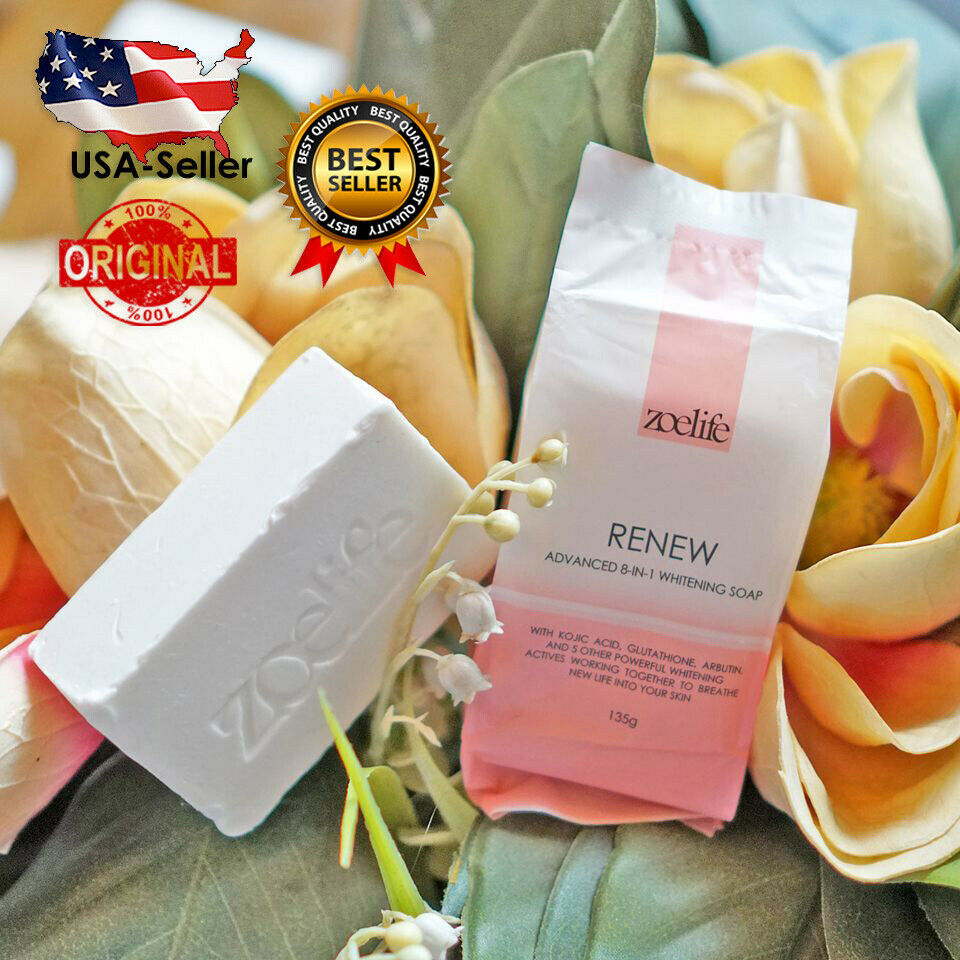 Zoelife Renew Skin Lighten Soap Bar Kojic Acid Glutathione Clear Dark