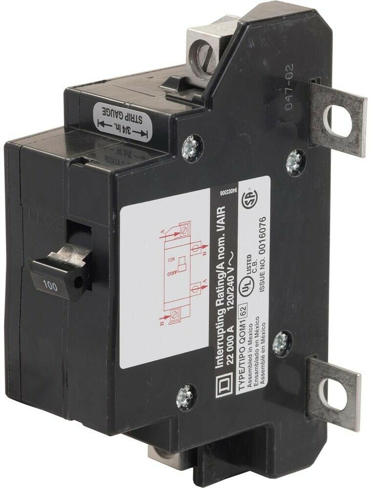 Main Circuit Breaker QO 100 Amp 22k AIR QOM1 Frame Size Less Rated Load ...