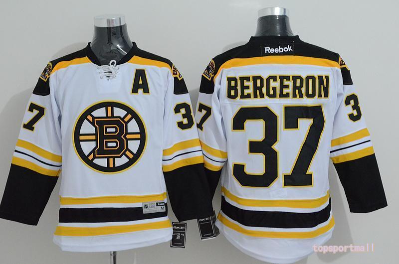 NHL Boston Bruins 37 Patrice Bergeron White Ice Hockey Jerseys - Hockey-NHL