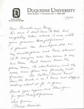 Mija Novich Signed 2002 Handwritten Letter Duquesne University Soprano image 1