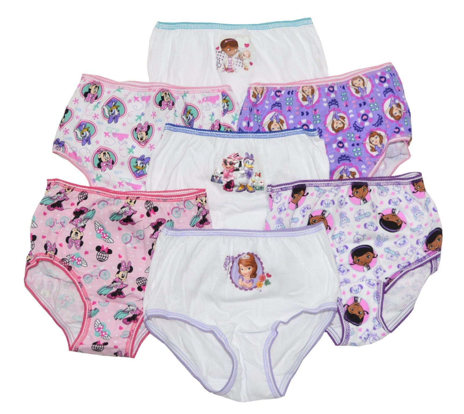Disney Little Girls Printed Panty Pack of Seven