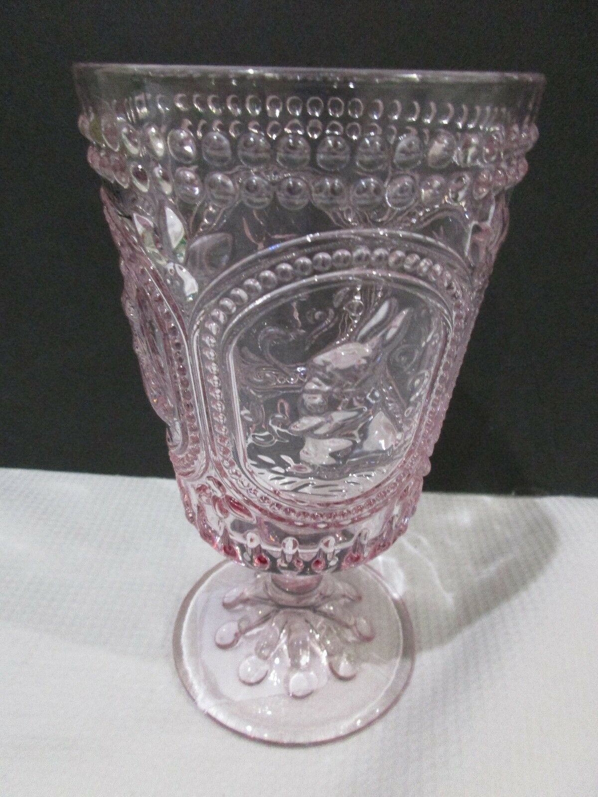 (1) Easter Hobnail Bunny Rabbit Knobby Pink Goblets Drinking Glass PICK