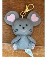 Bow Tie Cute Gray &amp; Pink Felt MOUSE Key Chain Backpack Decoration – 3.5 ... - $7.69