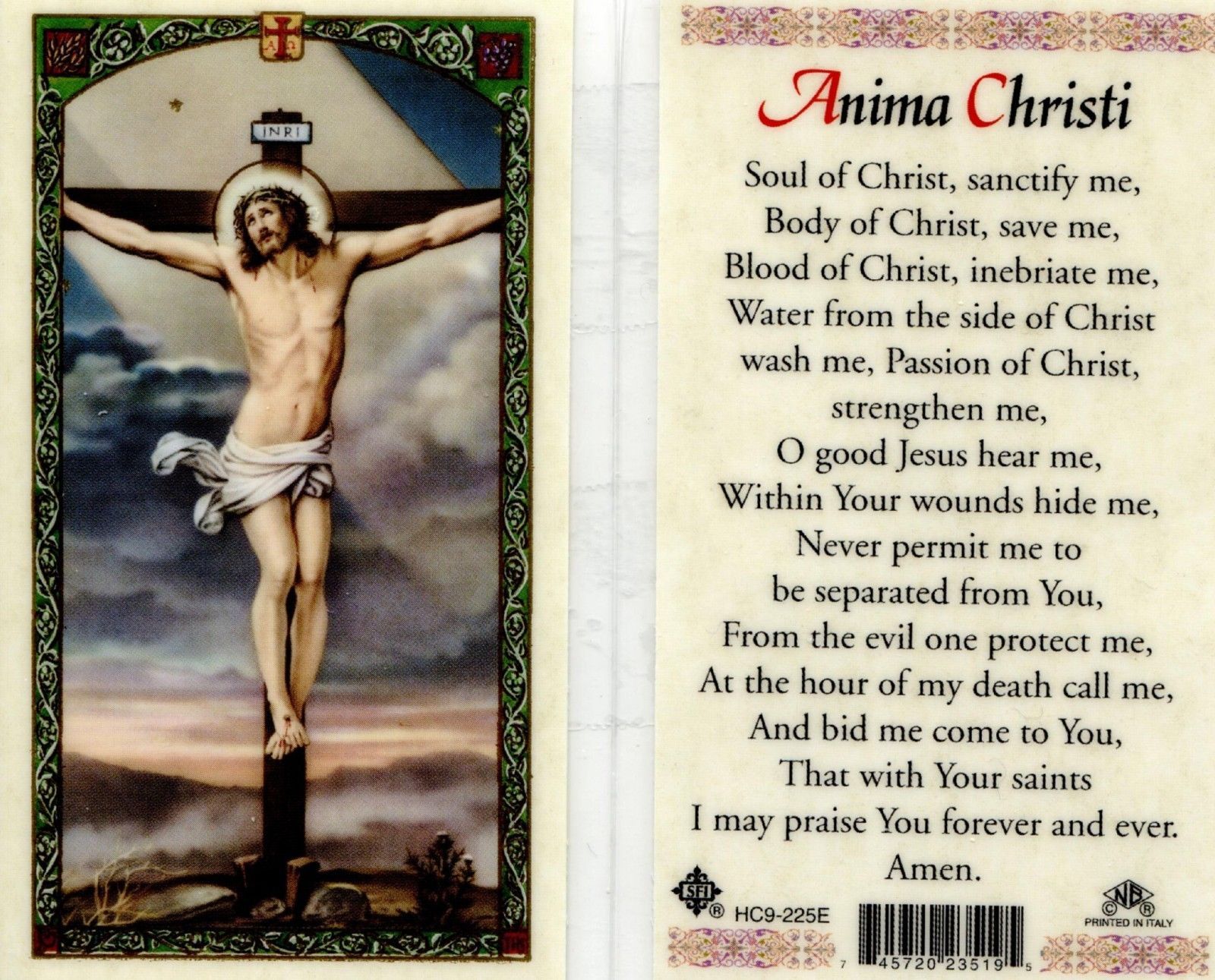 Anima Christi Laminated Prayer Card - Item EB141 - Jesus Hear Me ...