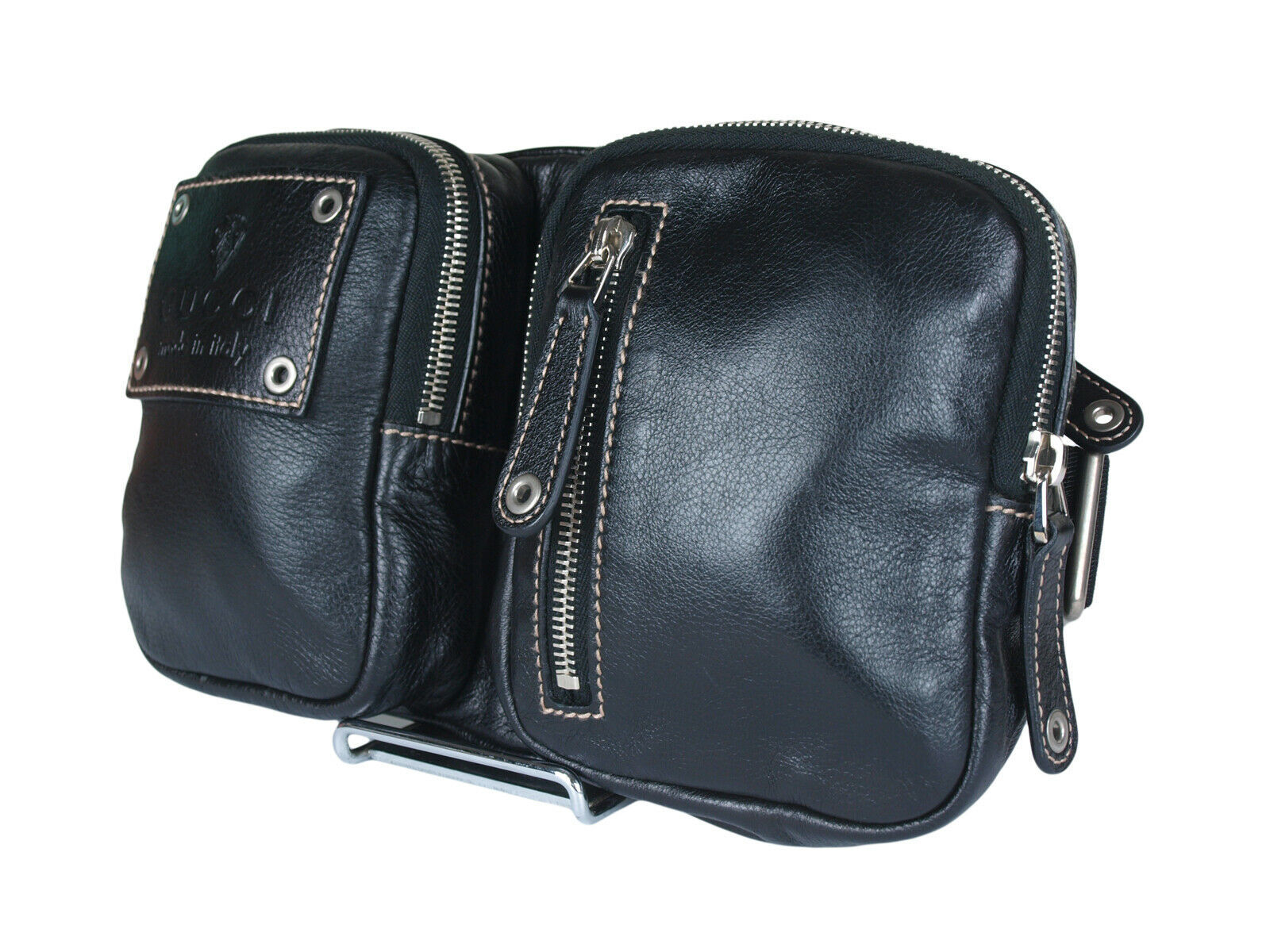 Gucci Logo Leather Black Waist Belt Bum Bag GW2433 - Women&#39;s Bags & Handbags