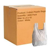 2000 Pack White Poly T-Shirt Grocery Bags 6&quot; x 4&quot; x 15&quot; - $69.52