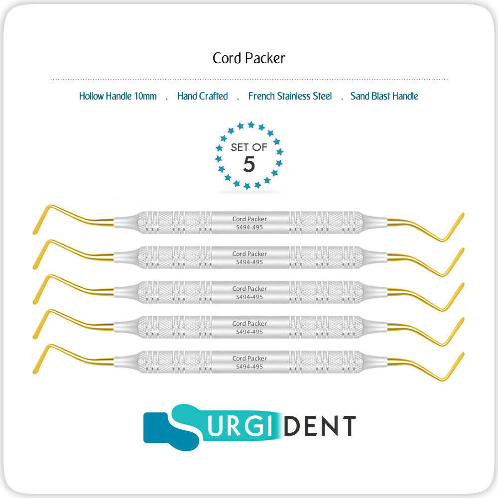 *SET OF 5* CORD PACKER RETRACTION GINGIVAL DENTAL HAND INSTRUMENTS *CE