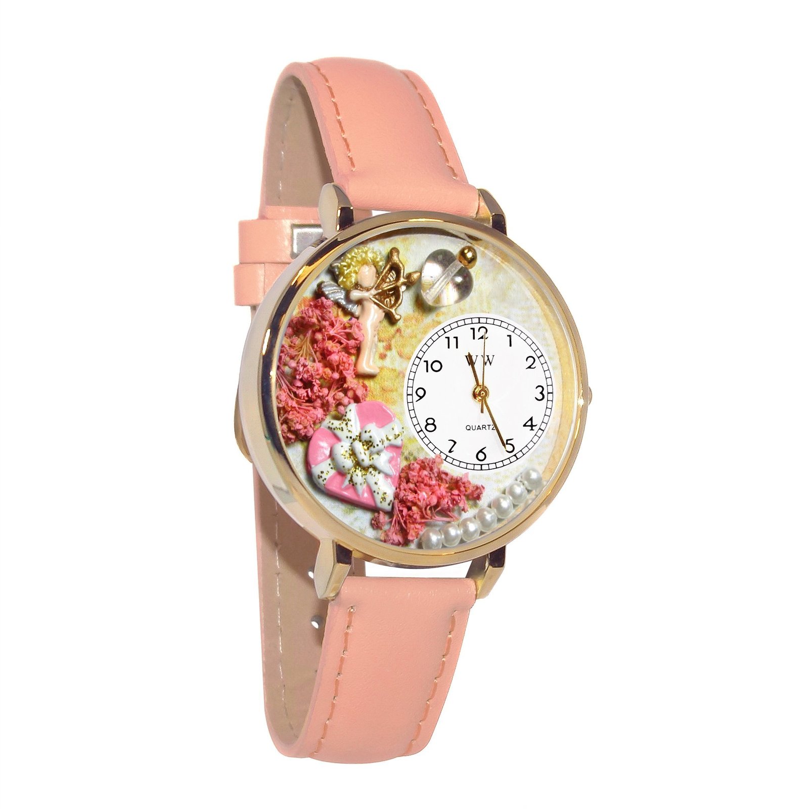 Valentines Day Watch (Pink) in Gold (Large) - Watch