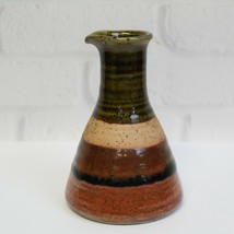 Vintage Takahashi Stoneware Sake Bottle Vase Colorful Stripes Japan 5&quot; - $16.99