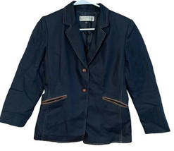 Tahari Arthur S. Levine womens sz 6P Navy denim  Fitted Lined Blazer Jacket - $28.05