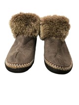 Isotoner Slippers Ankle Booties Hard Sole Bottoms Womens 7.5 8 Tan Faux Fur Tan - $35.00
