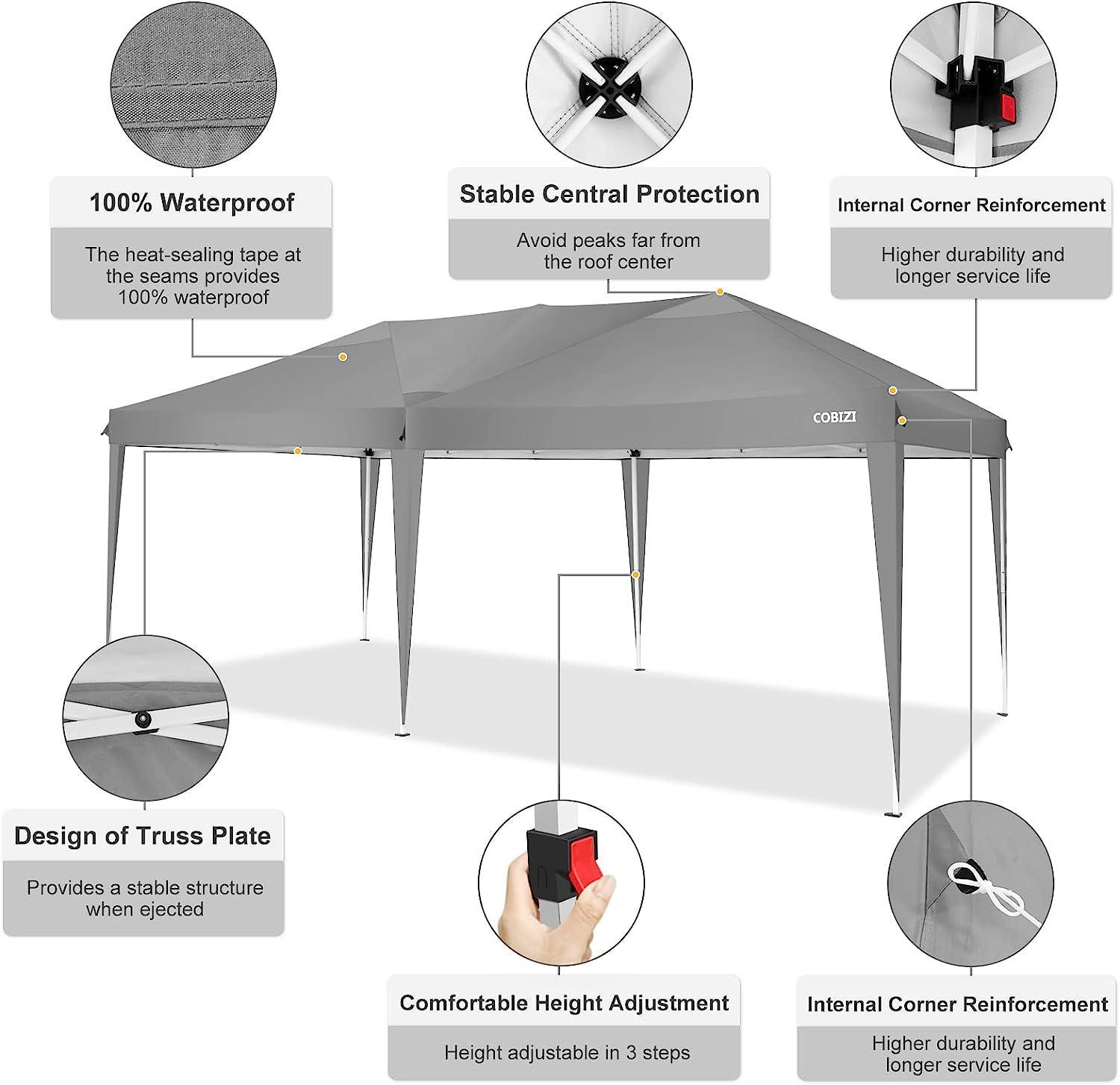 Canopy 10x20ft Pop Up Canopy Tent with 6 Sidewalls Awnings