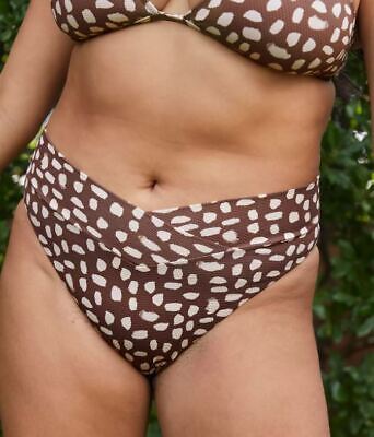 Aerie Women's Brown Pique Crossover High Cut Cheeky Bikini Bottom, XS
