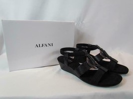 NIB Alfani Step Flex Black With Faux Snake Material Wedge Heel Sandal SZ 5M - $46.54