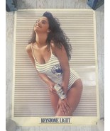 1991 Keystone Light Beer Poster Brunette Swimsuit Model 28x20 Vtg 90’s Bar Decor - $14.85