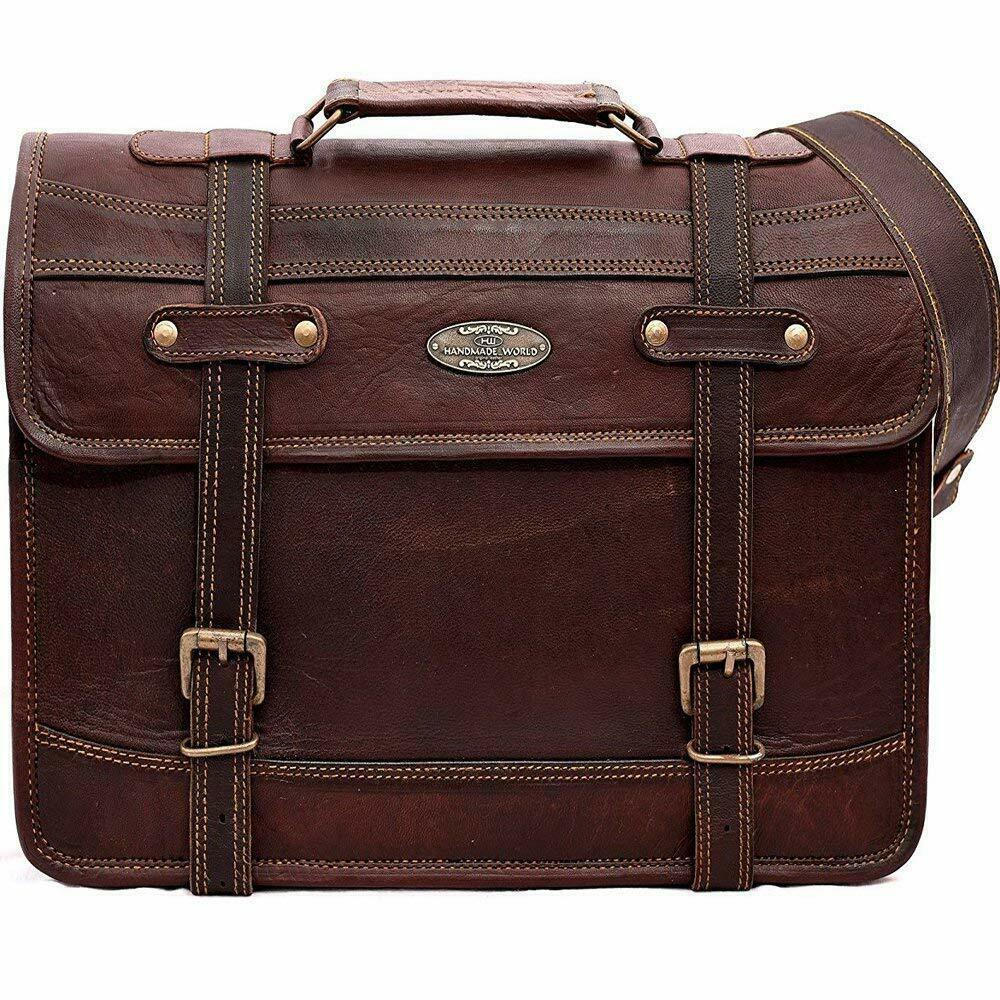 Leather messenger bag laptop Work computer Satchel shoulder bag for men - Bags