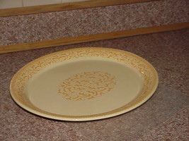 Franciscan Yellow Jamoca Vintage Oval Platter Gold Lace Scrolls Amish 14" Rare - $39.59