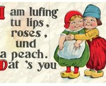 VALENTINE'S DAY 1914 - Dutch Couple - My Valentine - Love - Hug  - Clogs