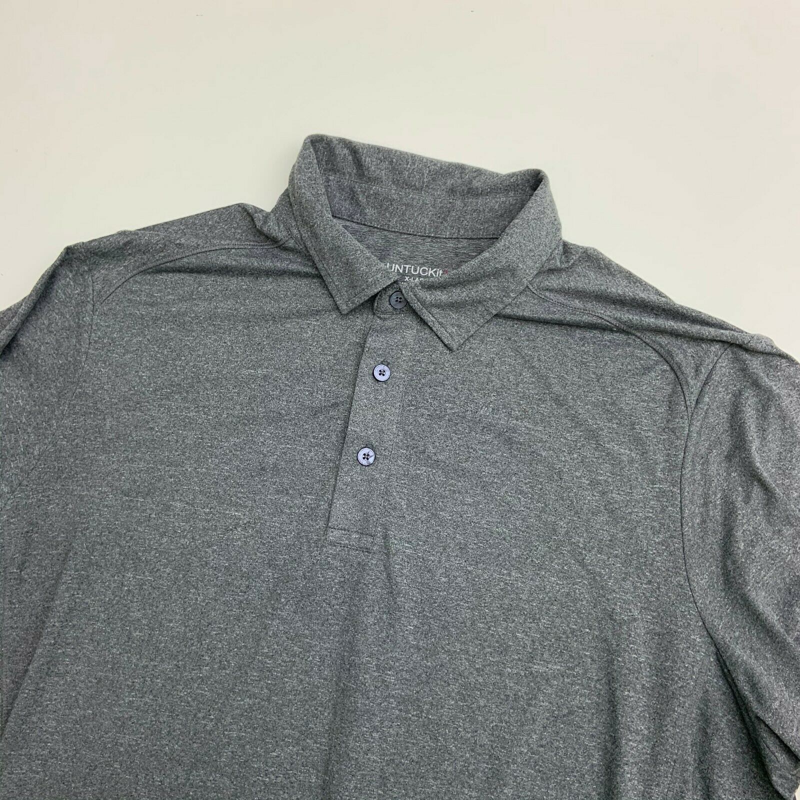 UNTUCKit Polo Shirt Mens XL Gray Polyester Spandex Short Sleeve Casual ...