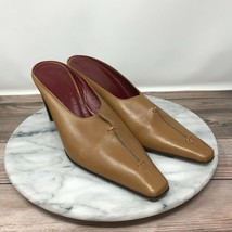 Donald J Pliner Womens Size 6 Tan Leather Pointed Toe Slides Heeled Mules - $29.95