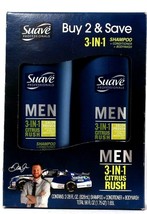 2 Ct Suave Professional 28 Oz Men 3in1 Citrus Rush Shampoo Conditioner Body Wash