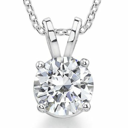 Classic 4-Prong Basket Round Forever One Moissanite Solitaire 14k White Gold