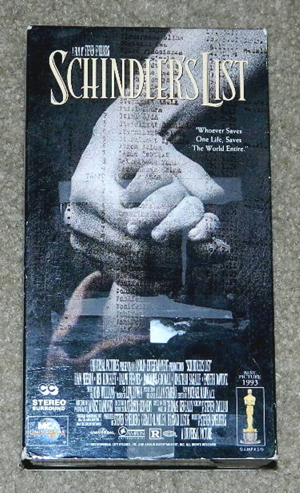 Schindler S List VHS Liam Neeson Ben Kingsley Ralph Fiennes VHS Tapes