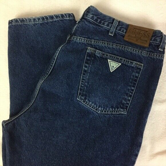 VTG Guess Jeans Mens Size 42 x 30 USA Green Triangle Logo Pants Cotton ...