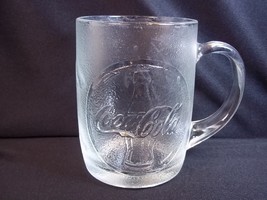Coca Cola textured glass mug embossed coke bottles 1997 10 oz - $8.75