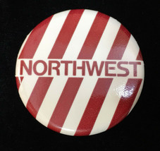 Northwest Airlines NWA Button Pin Red &amp; White Striped 2&quot; Metal - $10.88