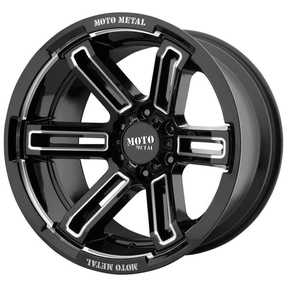 One 20x12 Moto Metal MO991 5x5.5/5x139.7 44 Black Milled Wheels Rims