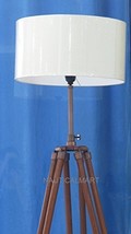 OAK WOOD TRIPOD FLOOR LAMP IN COPPER FINISH WITH BEAUTIFUL WHITE COTTON SHADE