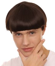 Men's 9" Inch Short Length Halloween Classic Moe Retro Bowl Cut Costume Brown Wi - $26.85