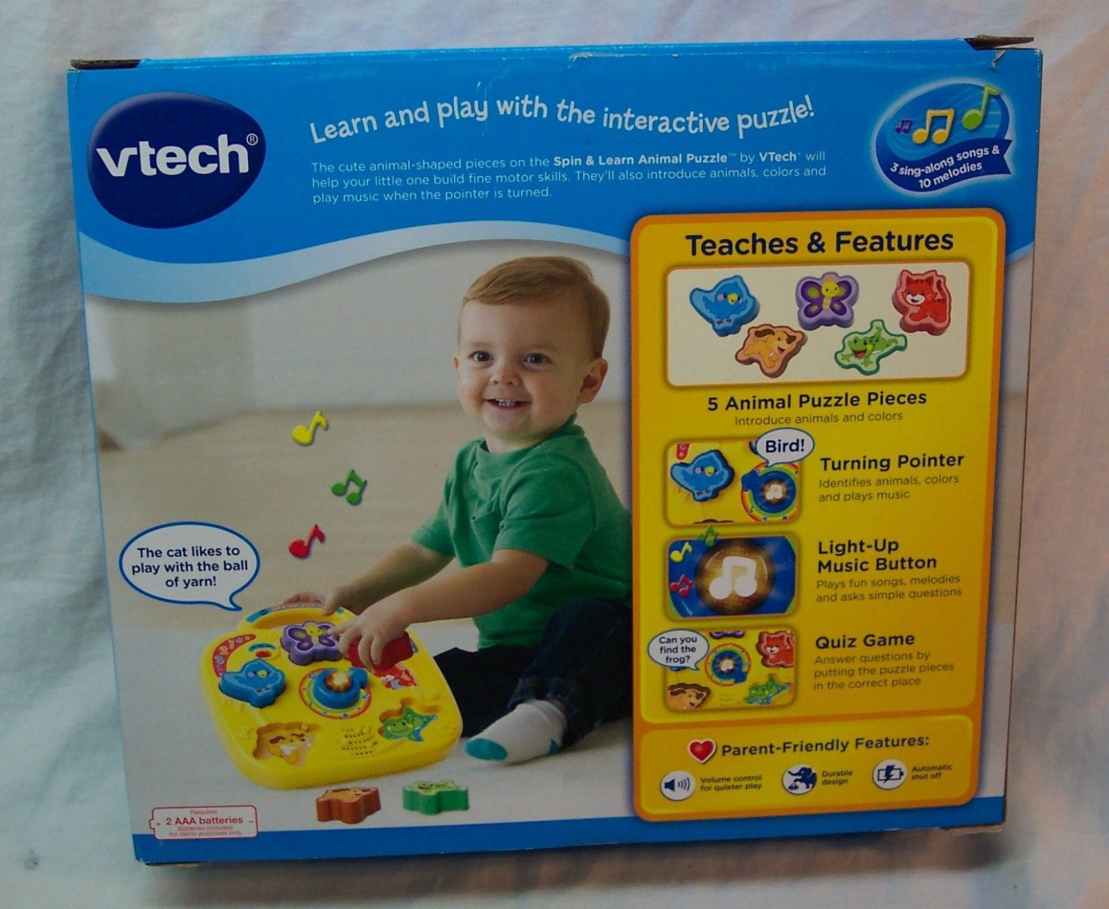 Vtech SPIN & LEARN ANIMAL PUZZLE Interactive Musical Toddler Toy 12-36 ...