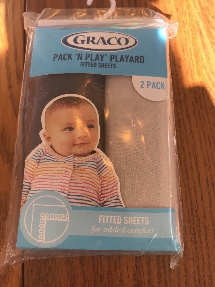 Graco Pack N Play Playard Quick Connect fitted sheet 2 Pack Grey Ships N 24h