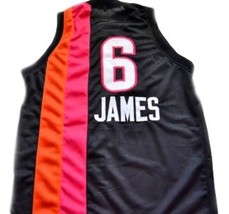 Lebron James #6 Miami Floridians Basketball Custom Jersey Sewn Black Any Size image 2