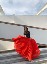 Wine Red Chiffon Maxi Skirt, High Waisted, Womens Plus Size, by Dressromantic image 9